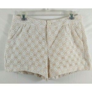 LC Lauren Conrad Womens Shorts Sz 6 Boho Beige Cotton Blend Ivory Small